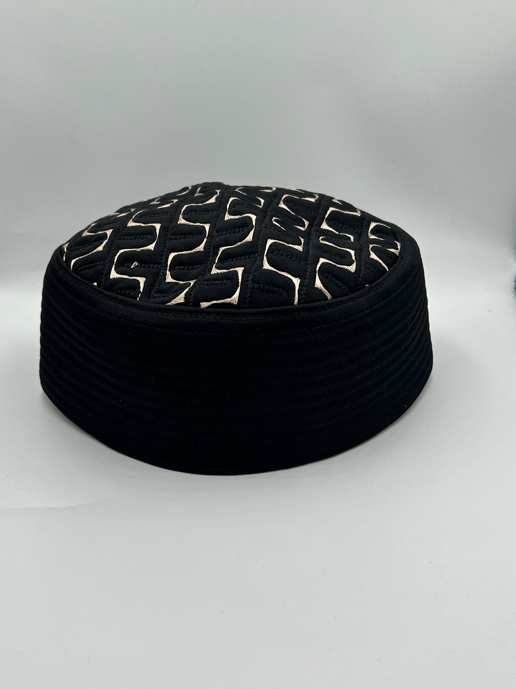 Semi hard black hat with design