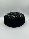 Semi hard black hat with design