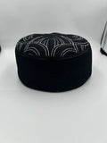 Semi hard black hat with  white design
